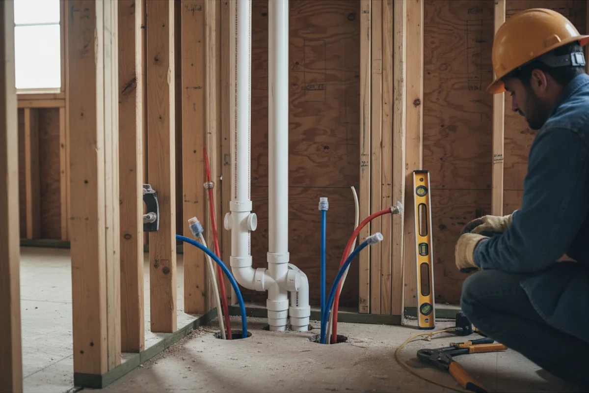 Drain and supply rough-in during Leak Detection in Moosup