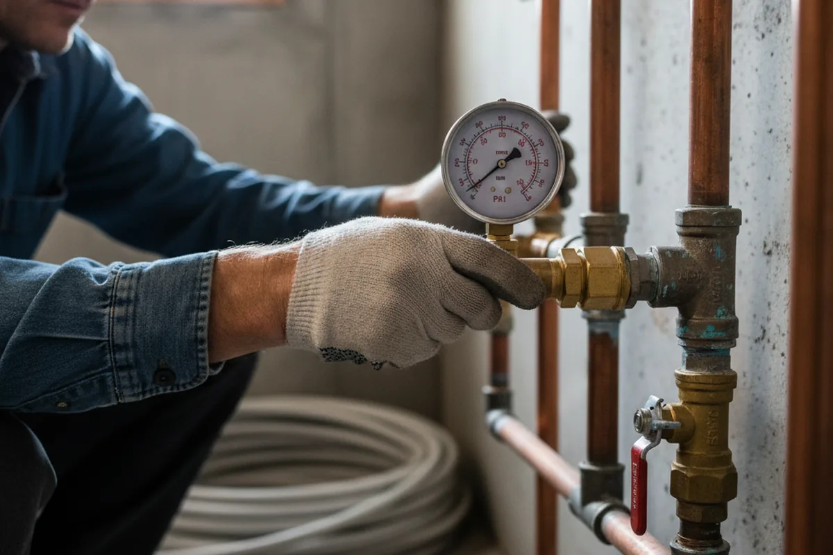 Pressure testing a repaired line during Water Line Repair in Moosup